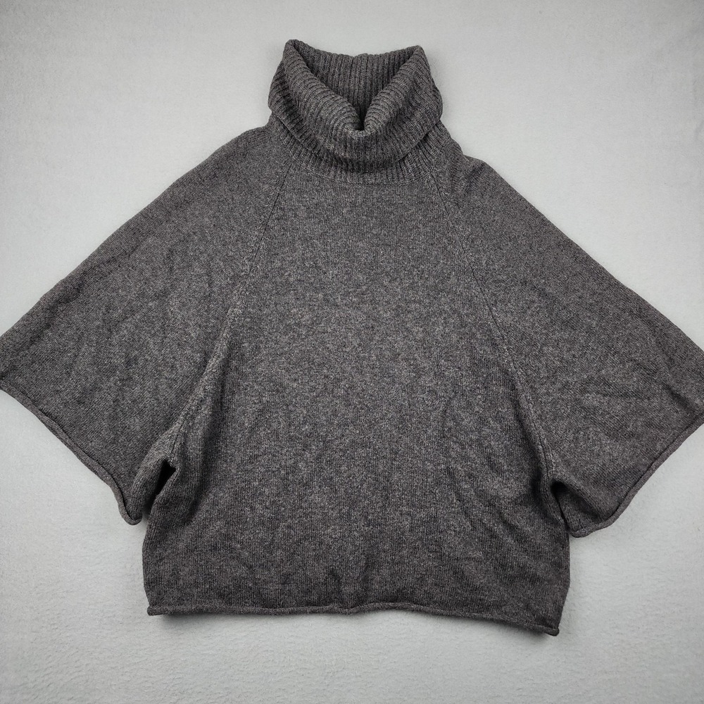 OGD Sweater Cape Womens Small Gray Cashmere Wool Blend Turtleneck Knit Poncho